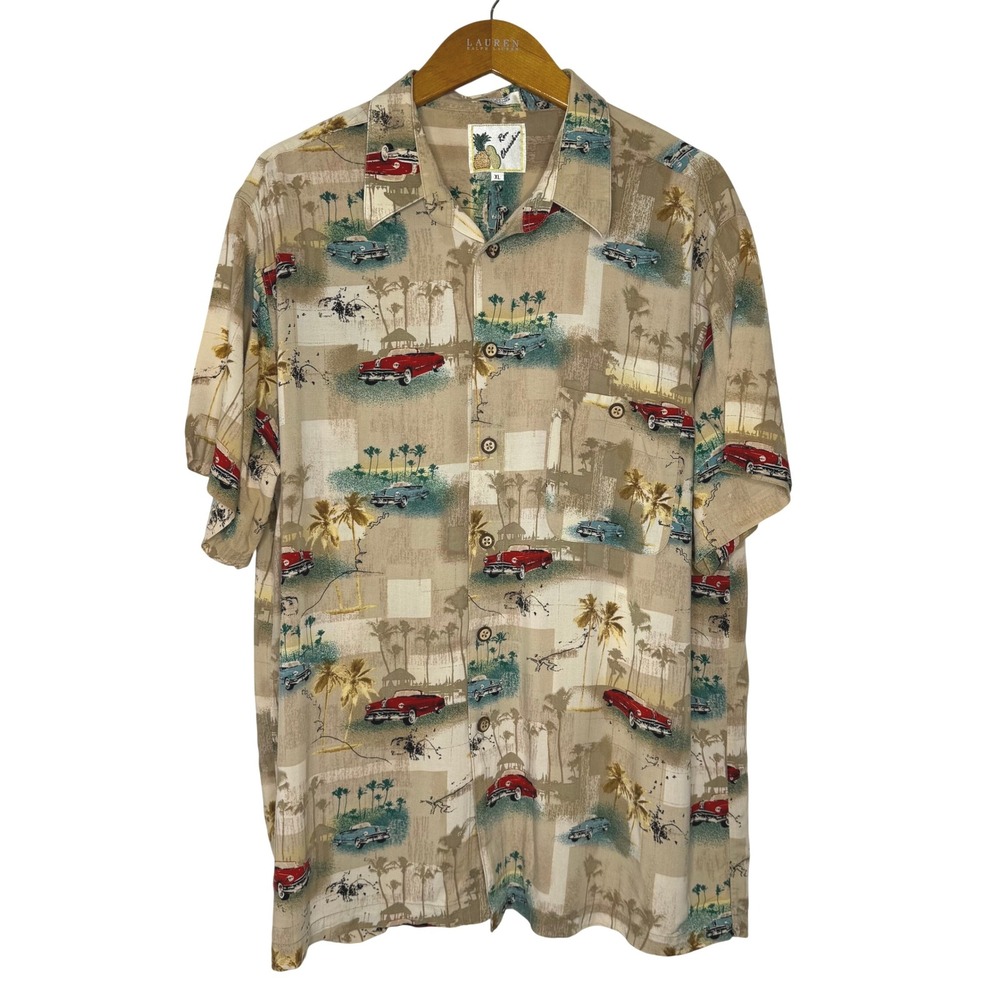 Vintage Ron Chereskin Vintage Cars Hawaiian Shirt‎ XL